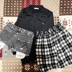 154〜164cm インナーパンツ付きスカート デニムショートパンツ　ジップアップ　ジャケットの画像