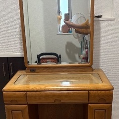 鏡台　ドレッサー　木製　鏡　ライト