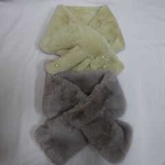 ( E-115 )ティペット ２つセット ベージュ パープルベー...