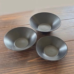 【流紋焼 会津本郷焼】大鉢 ボウル 丼ぶり 黒 入れ子3点セット ブラック 陶器の画像