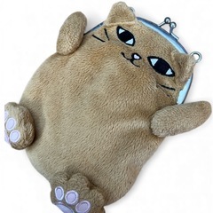 猫 ダイカット ふわふわ ポーチ がま口 がまぐち 紐通しありの画像