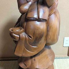 【七福神】大型・仏像・木彫り・七福神・ 布袋 様・ 布袋さんの置物・ 木像・ 木製・置物・縁起物・金運・お守り・現状品の画像