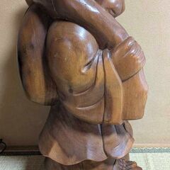 【七福神】大型・仏像・木彫り・七福神・ 布袋 様・ 布袋さんの置物・ 木像・ 木製・置物・縁起物・金運・お守り・現状品の画像
