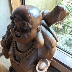 【七福神】大型・仏像・木彫り・七福神・ 布袋 様・ 布袋さんの置物・ 木像・ 木製・置物・縁起物・金運・お守り・現状品の画像