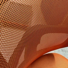 O2512-408 昇降オフィスチェア オレンジ 中古美品の画像