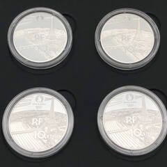 ss7041　オリンピック・パラリンピック競技大会パリ2024 公式記念コイン 銀貨4種セット 10ユーロ銀貨4枚 フリージュ ゴルフ 体操競技 ブレイキン 2024年発行 限定800セット 貨幣セット コレクション 未使用品の画像