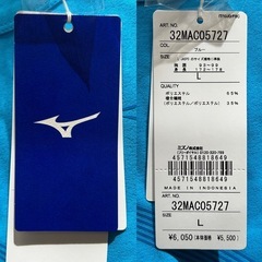 ミズノTシャツ定価6,050円胸囲93～99身長172～178ブルー青色系水色系肩幅　約57センチ 袖丈　約20センチ身幅　約55センチ着丈　約67センチの画像