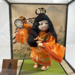 日本人形 寿 ガラスケース付 置物 インテリア 幅34cm×奥行26cm×高さ36cm の画像