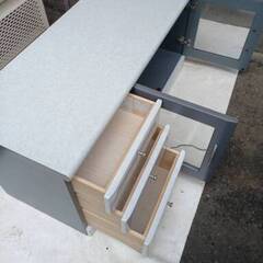 テレビ台／ローボード（白/グレー）の画像