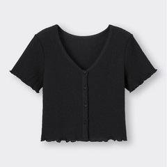 未使用 テクスチャークロップドカーディガン Sの画像