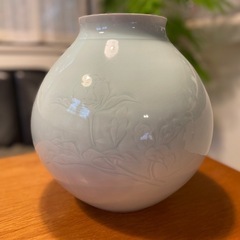 どべ焼き 緑光 花瓶　フラワーベースの画像