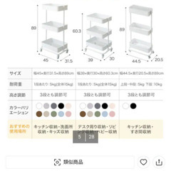 ３段とも高さ調整できるキッチンワゴン（ニトリ製品）の画像