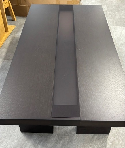 IDC大塚家具 リビングテーブル 中央ガラス センターテーブル ブラウン