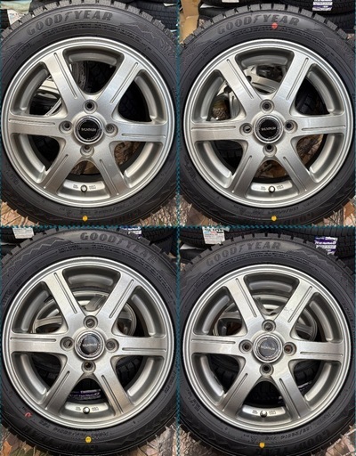 ㊵155/65R14 新品冬用タイヤと中古ホイールとナット付き