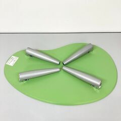 stp-3649　折りたたみ　テーブル　グリーン　幅91cm　勾玉型　フォールディングテーブル　コンパクト　ローテーブル　ビーンズテーブル　折れ脚　センターテーブル　緑　座卓の画像