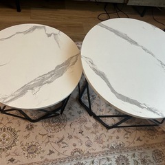 サイドテーブル( ネストテーブル/大理石調・ローテーブルの画像