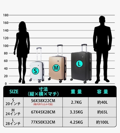 新品未使用️ L スーツケース キャリーケース 拡張 100L 28インチ TSA