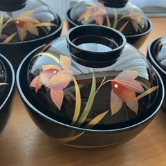 【未使用品】会津塗　亀仙　蓋付きお椀5客の画像