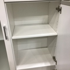 レンジ台　食器棚　キッチン収納　ホワイト　中古品の画像