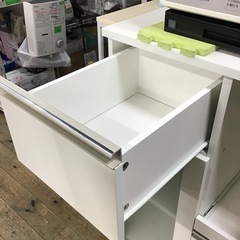 レンジ台　食器棚　キッチン収納　ホワイト　中古品の画像