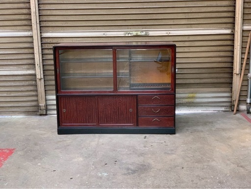 サイドボード 茶箪笥 タンス 棚 昭和レトロ 食器棚 倉庫保管品〗 中古 茶箪笥 サイドボード 飾り棚 茶たんす 食器棚