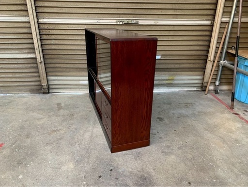 〖倉庫保管品〗 中古 茶箪笥 サイドボード 飾り棚  茶たんす 食器棚 古道具 昭和レトロ ガラス引き戸
