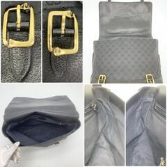 GUCCI グッチ GGキャンバス メンズ ショルダーバッグ メッセンジャー クロスボディ レザー ブラック 黒 ロゴ型押し A4収納可 115506の画像