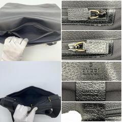 GUCCI グッチ GGキャンバス メンズ ショルダーバッグ メッセンジャー クロスボディ レザー ブラック 黒 ロゴ型押し A4収納可 115506の画像