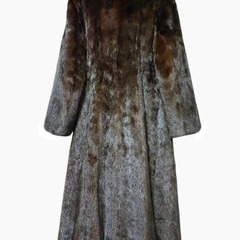 毛並み綺麗　ミンクコート　毛皮　リアルファー　ロング丈　柔らか　ブラウンの画像