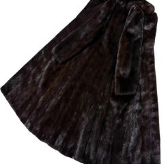 毛並み綺麗　ミンクコート　毛皮　リアルファー　ロング丈　柔らか　ブラウンの画像