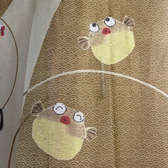 かわいいフグの暖簾の画像