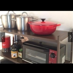 ディノス キッチン収納ラック2段 ダークブラウン 美品の画像