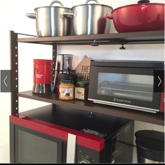 ディノス キッチン収納ラック2段 ダークブラウン 美品の画像