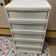 商談中！アイリスオーヤマ ワイドチェスト 5段  幅55×奥行41 アイボリー 美品　中古の画像