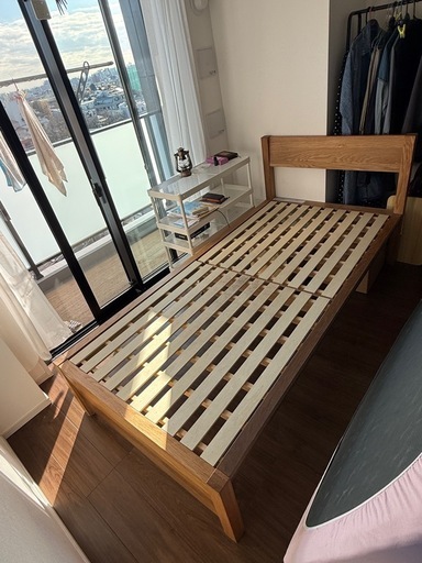 シングルベッド　無印　オーク材突板(3月以降処分) 無印良品木製ベッドフレーム・オーク材突板(シングル) (サブリナ