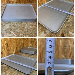 C(7762) 浅型 天板 10個 六取 バット 380×530×15mm 業務用 厨房 飲食店 店舗用 パン屋 製菓店 中古の画像