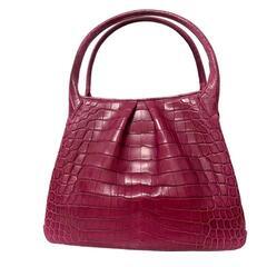美品　日本製 JRA　ワニ革　クロコダイル　マットクロコ　バッグ　ピンクの画像