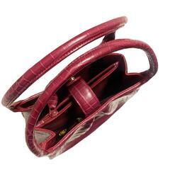 美品　日本製 JRA　ワニ革　クロコダイル　マットクロコ　バッグ　ピンクの画像