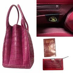 美品　日本製 JRA　ワニ革　クロコダイル　マットクロコ　バッグ　ピンクの画像