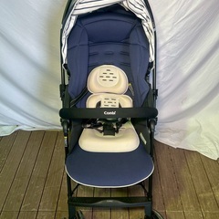 【A168】Combi/コンビ メチャライト ハイシート ネイビー 外箱あり 美品 ベビーカーの画像