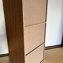 木目調3段カラーボックスの画像
