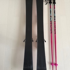 子供用　スキー板110cm、ストック95cm.ビンディングセット の画像