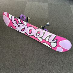 店頭引き渡し 中古 SPOON スノーボード 板 ビンディング セット 120cm キッズ スノボの画像