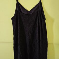 COLZA レースキャミワンピース L ブラック 総丈112cm 花柄レース 重ね着可の画像