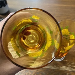 レトロポップ　ADERIA 脚付グラス　バラ柄の画像