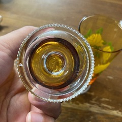 レトロポップ　ADERIA 脚付グラス　バラ柄の画像