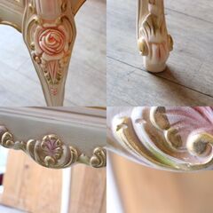 081)ロココ調のデスク アンティーク調 バラ 薔薇 猫脚 姫系の画像