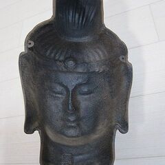 仏教美術 仏面 月光菩薩 在銘 鉄製 鉄面 仮面 鉄仮面 お面【中古】JO12020GOHの画像