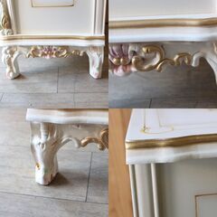 694)ロココ調のチェスト アンティーク調 バラ 薔薇 猫脚 姫系の画像