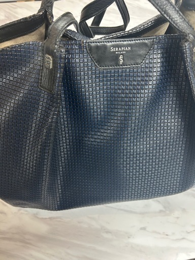 SERAPIAN MILANO セラピアン レザートートバッグ ネイビー イタリア製